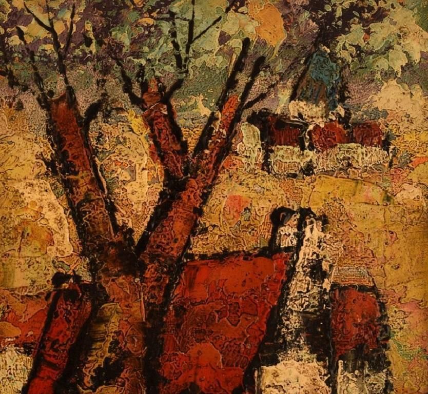 Henri Maurice D'anty (1910 1998). Oil On Canvas. Expressionist Landscape. photo Art