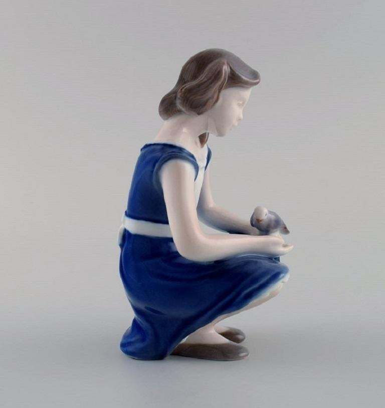 Bing & Grøndahl Porcelain Figure, Girl With Dove, Model Number 2340 photo for sale