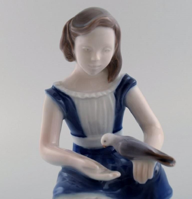 Bing & Grøndahl Porcelain Figure, Girl With Dove, Model Number 2340 photo 167.0