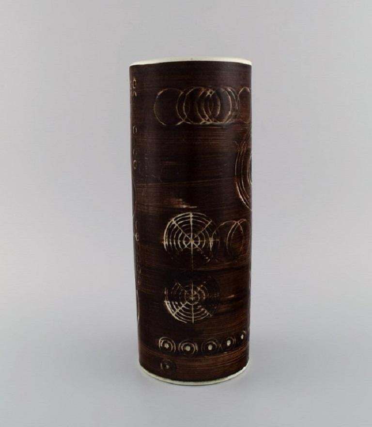 Olle Alberius For Rörstrand, Large Cylindrical Sarek Vase In Ceramics photo furniture