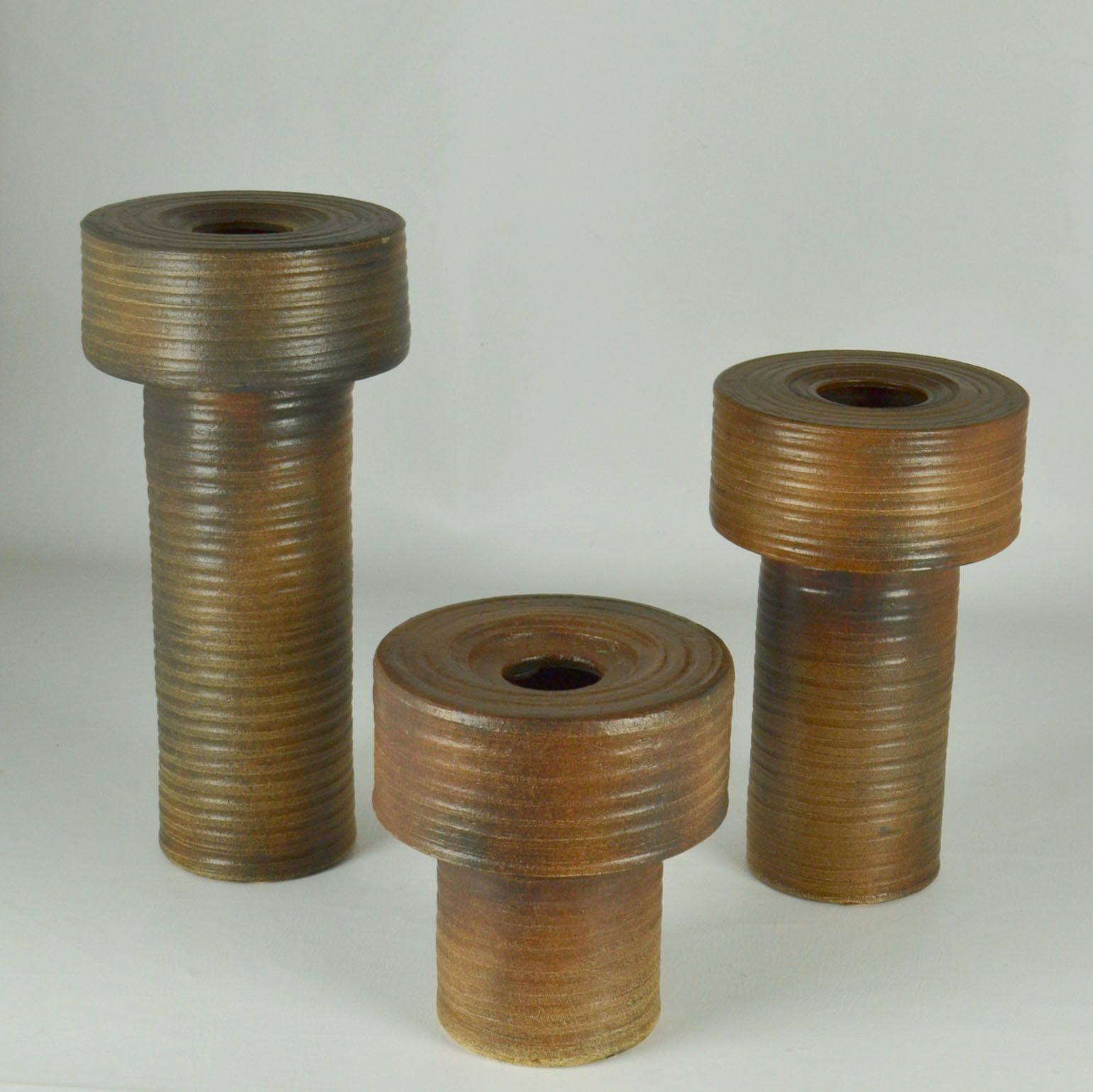 Set Of Treetall Cylinder Vases In Earth Tones photo vintage