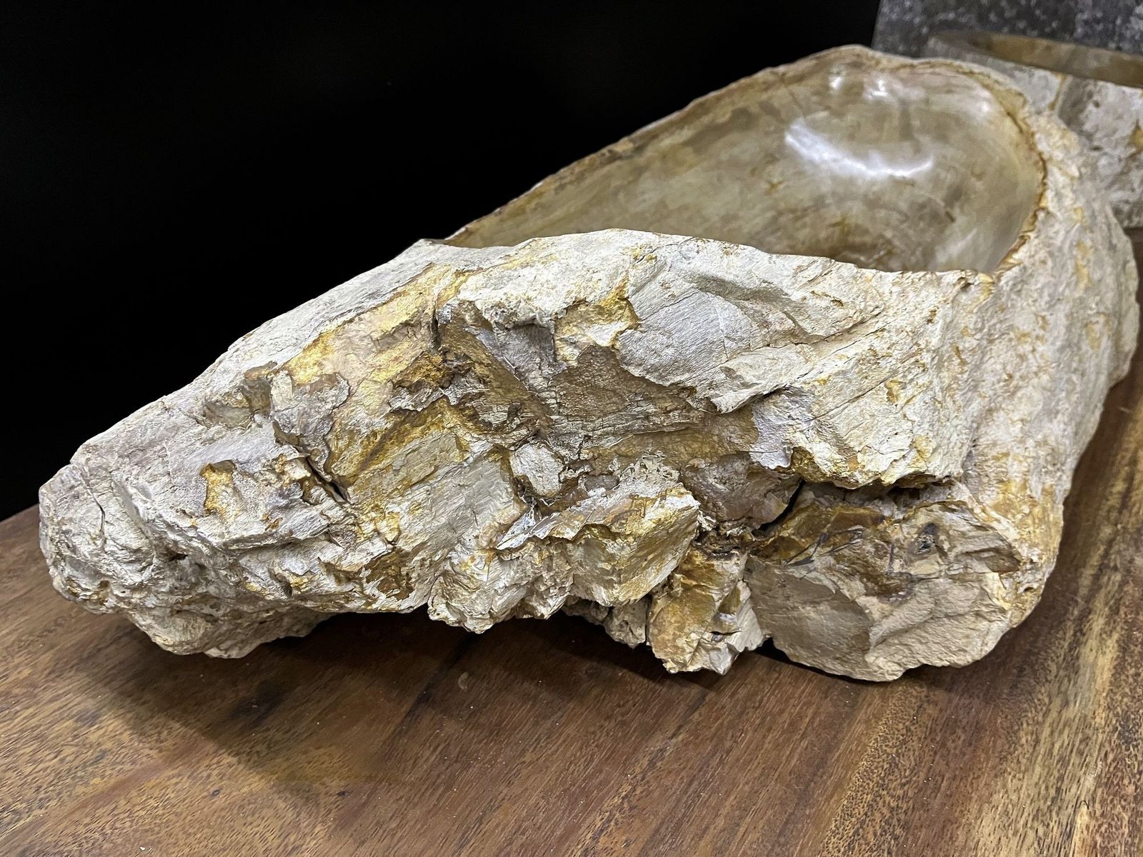 Petrified Wood Sink Organic Modern In Grey/ Beige/ Brown Tones, Top Quality photo vintage