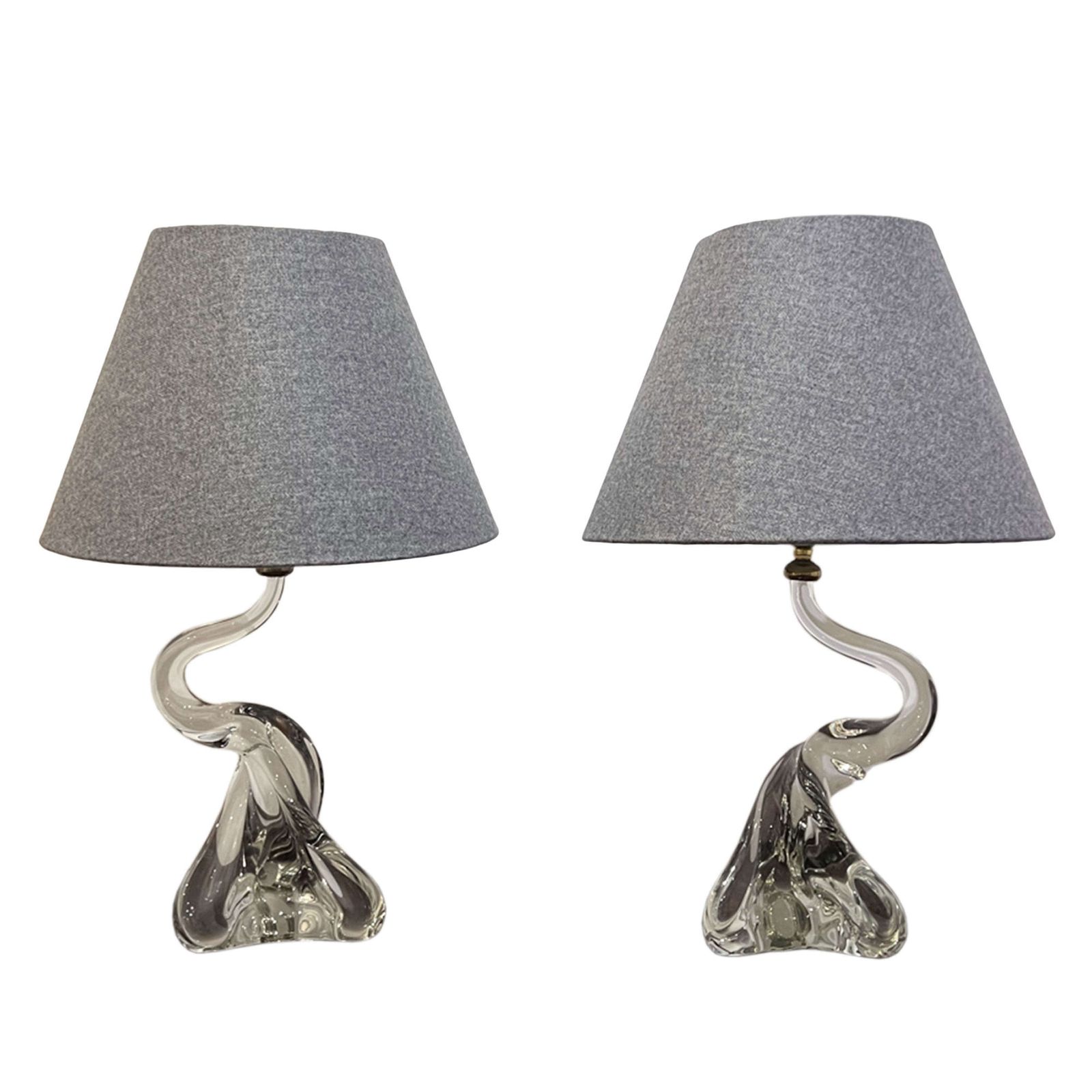Pair Of 1960s Doyen Clear Glass Table Lamps
