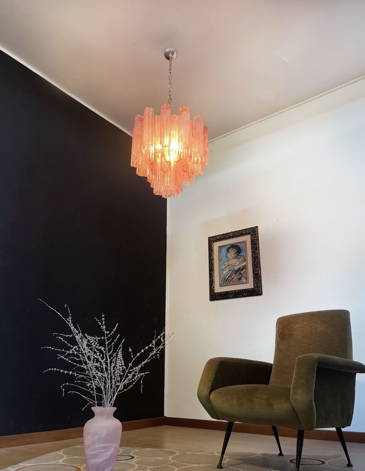 Fantastic Glass Tube Chandelier   36 Albaster Pink Glasses photo buy