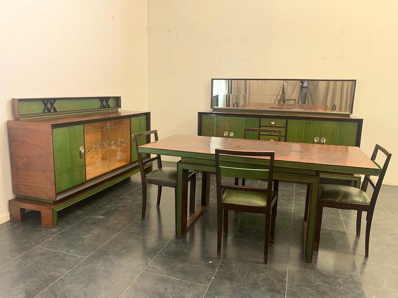 Furniture Sideboard In Art Deco Style In Green Rosewood, 1940s photo