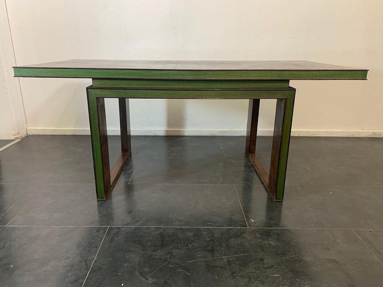 Table In Art Deco Style In Rosewood And Green Maple, 1940s photo for sale