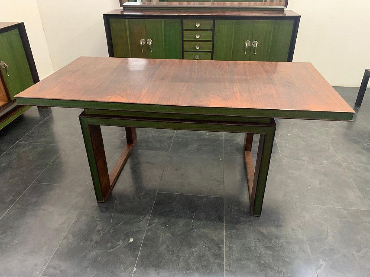 Table In Art Deco Style In Rosewood And Green Maple, 1940s photo buy