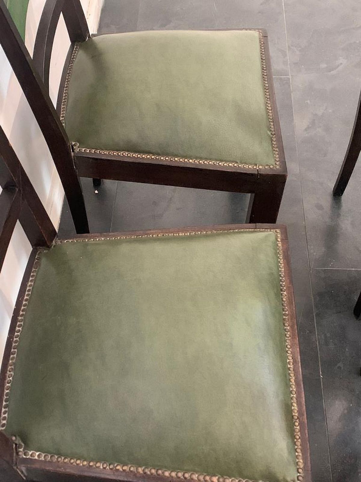 4 Art Deco Style Chairs In Green Stained Wood, 1940s photo buy