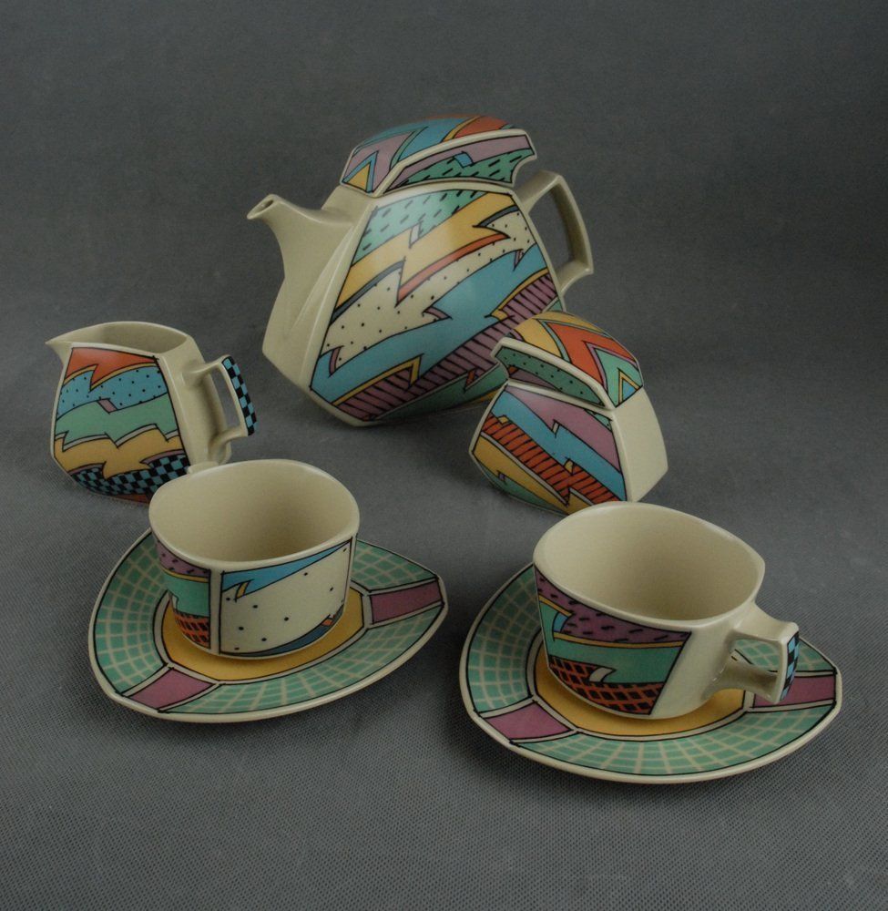 photo for sale German Flash Tea Set By Dorothy Hafner For Rosenthal, 1980s, Set Of 7