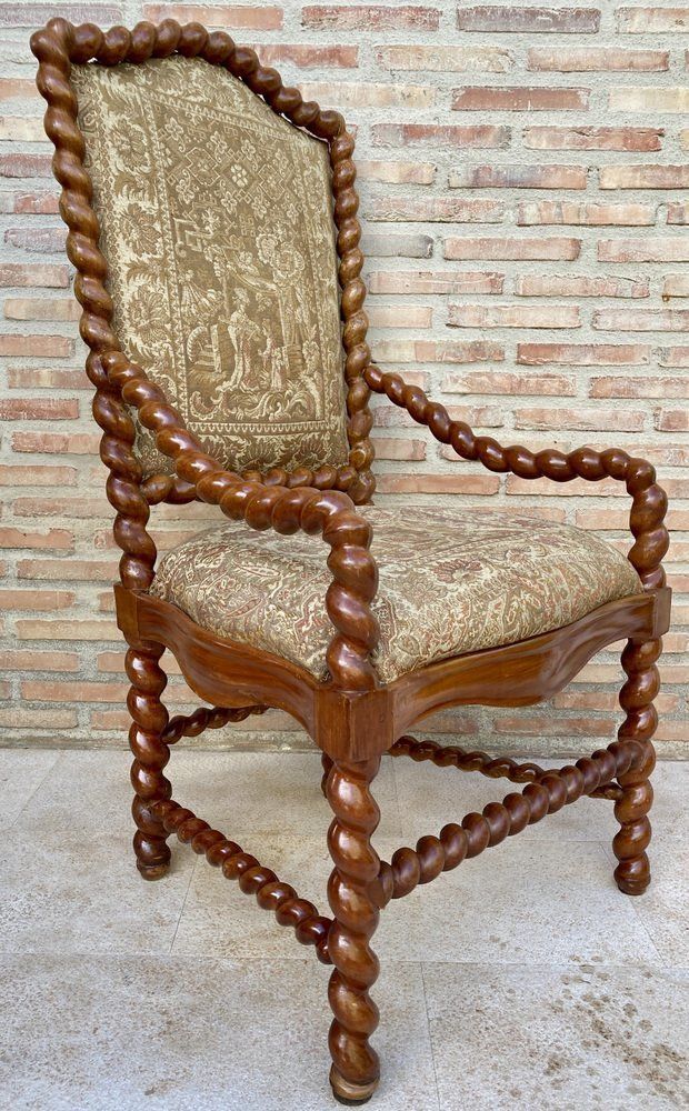 photo for sale Antieke Handgesneden Fauteuil In Louis XIV Stijl, Walnoot En Kersenhout, Jaren 1890