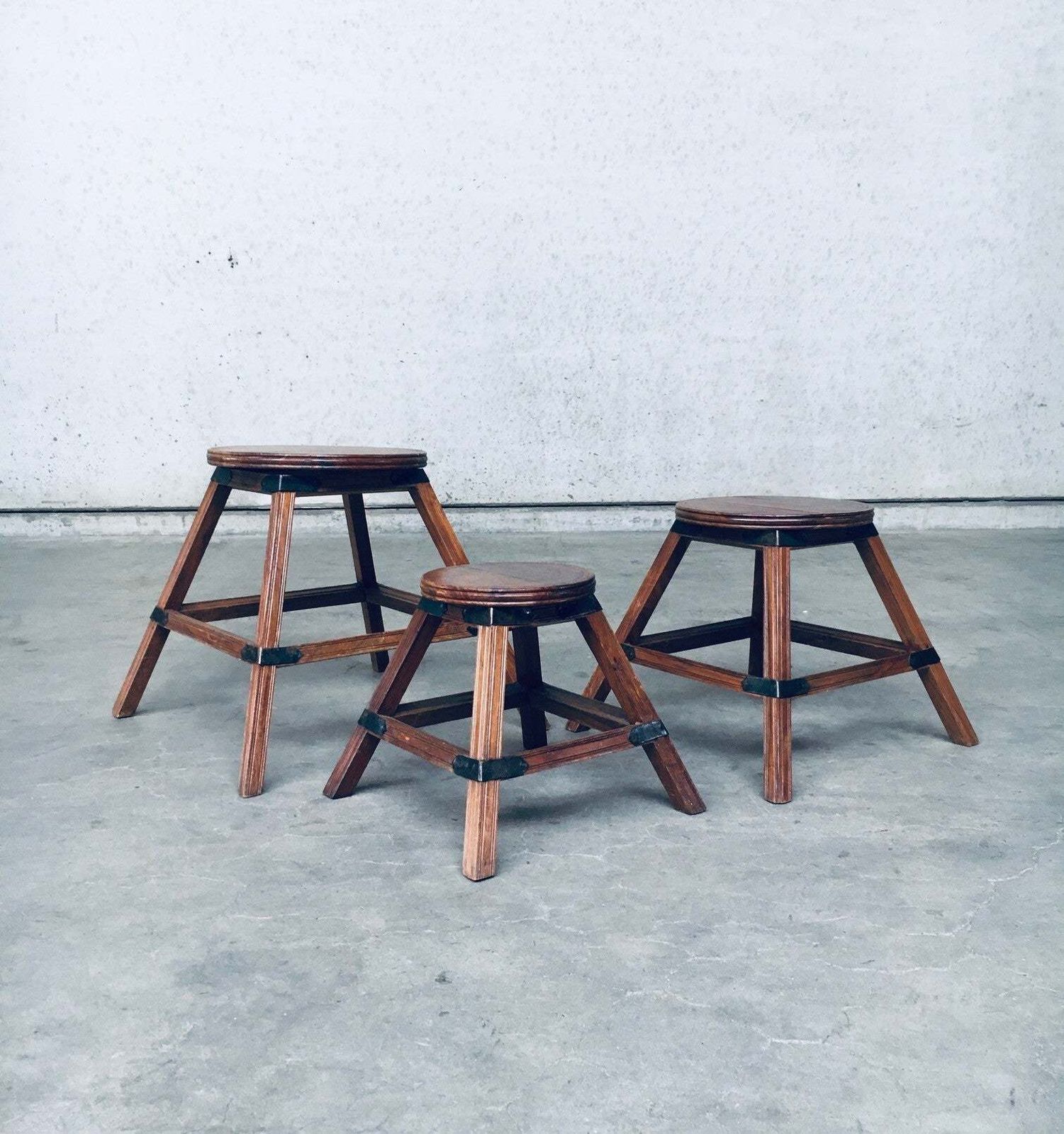 Handgemaakt Wabi Sabi Stijl Nesttafelset, Frankrijk, Ca. Jaren 1950 photo vintage