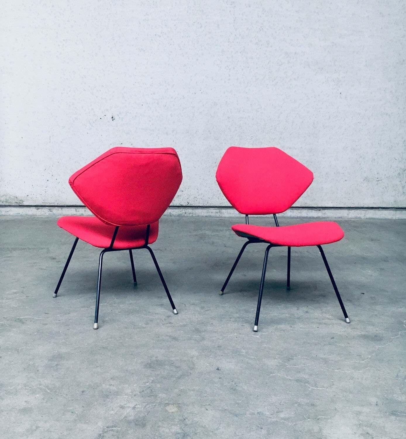 Midcentury Modern Design Low Side Chair Set Italy 1950s photo vintage
