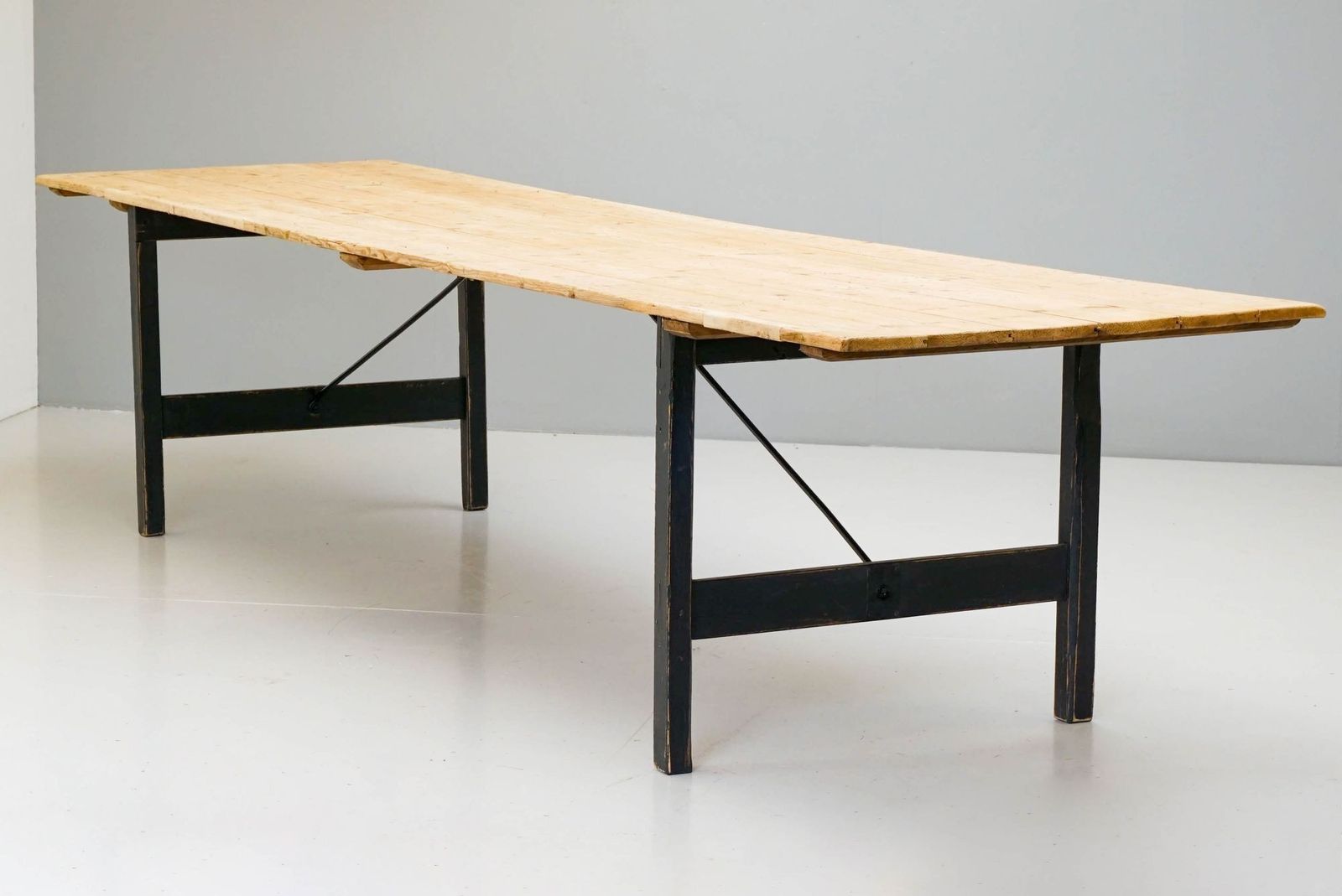 Large Trestle Table, 1800s, Pine photo furniture