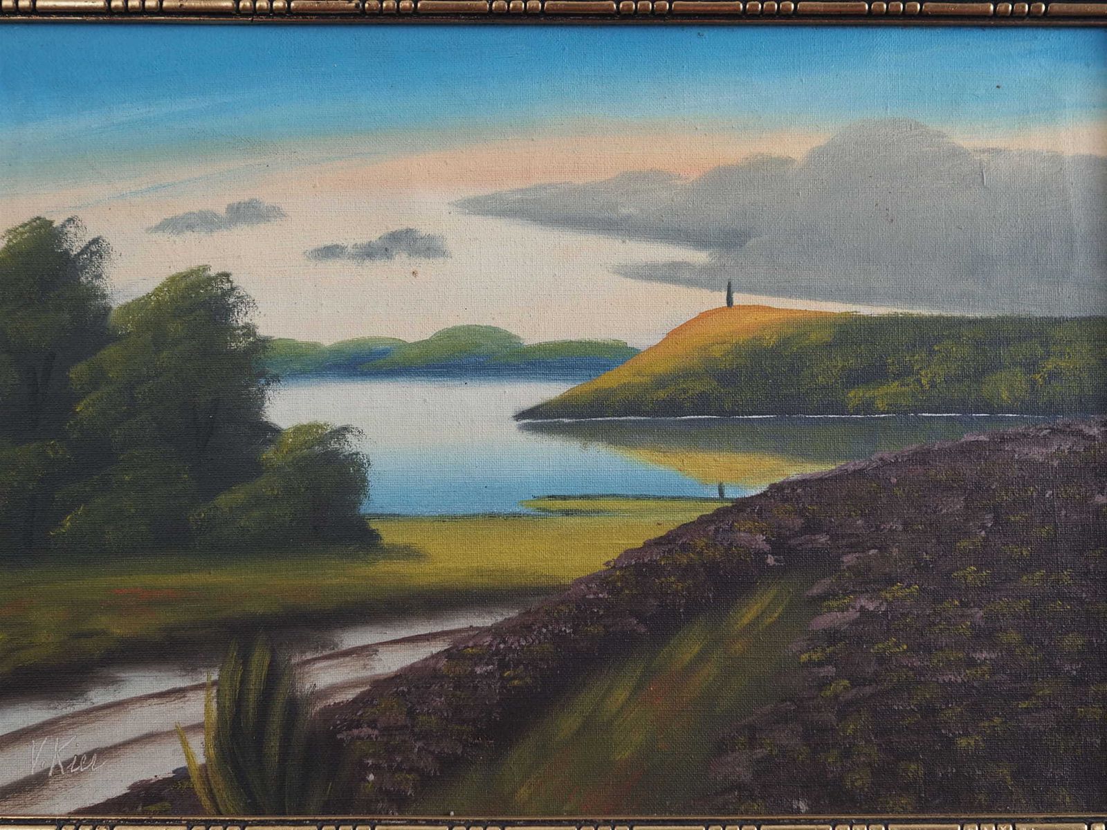 Painting „The Landscape With Hills”, Scandinavian Design, 1970s, By V. Kier photo Art
