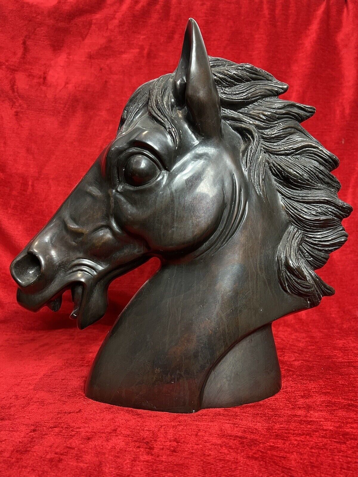 Early 20th Century Large Bronze Horse Head Showpiece photo furniture