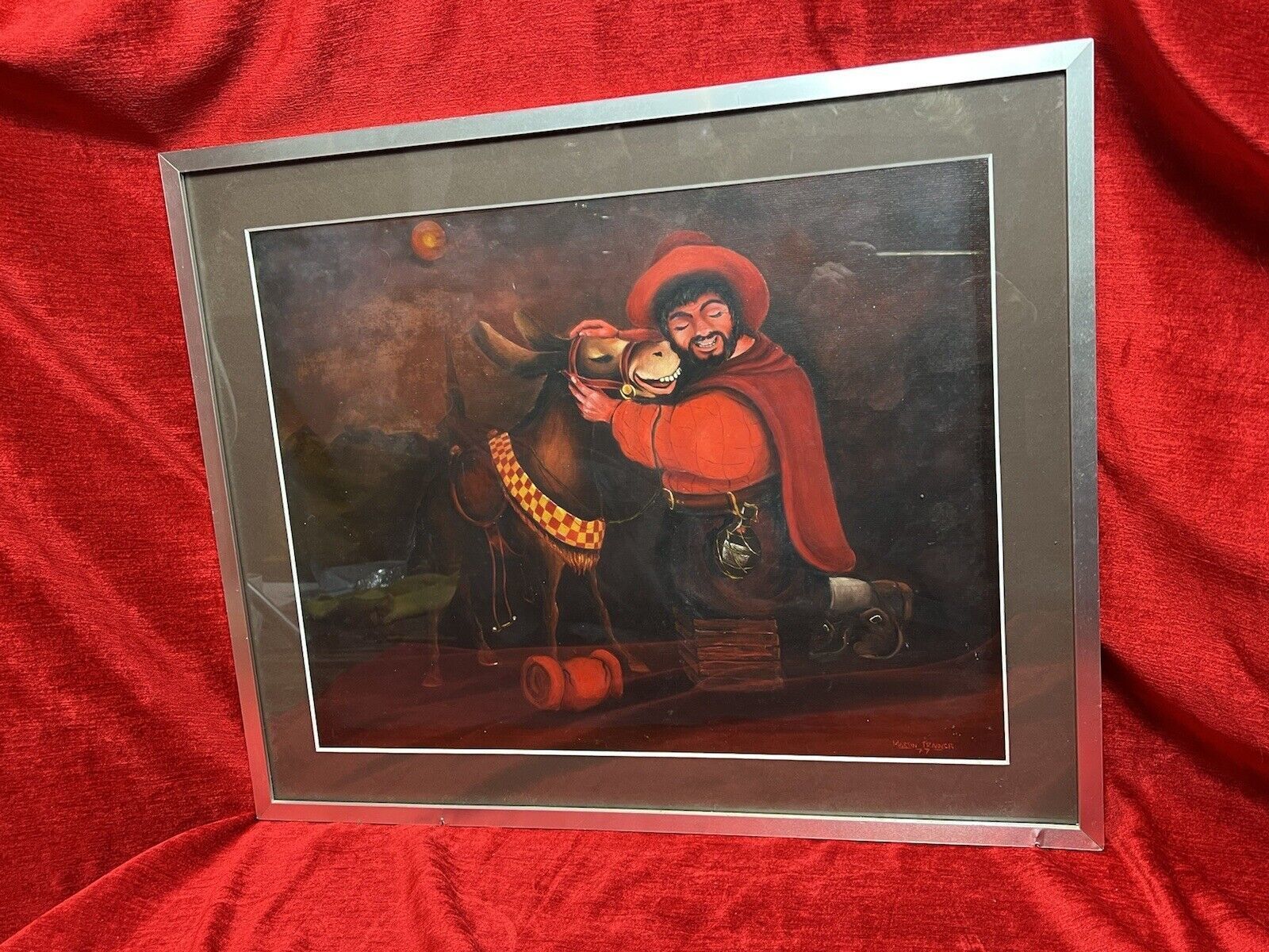 photo furniture 20th Century Fine Art Martin Trainer Oil Painting Of Matador With Mule