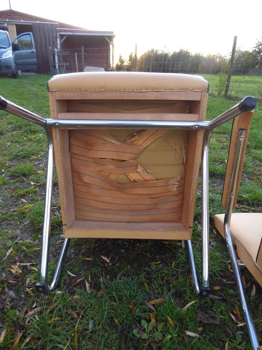photo furniture Vintage Tubular Steel Armchairs 1950s  Set Of 2