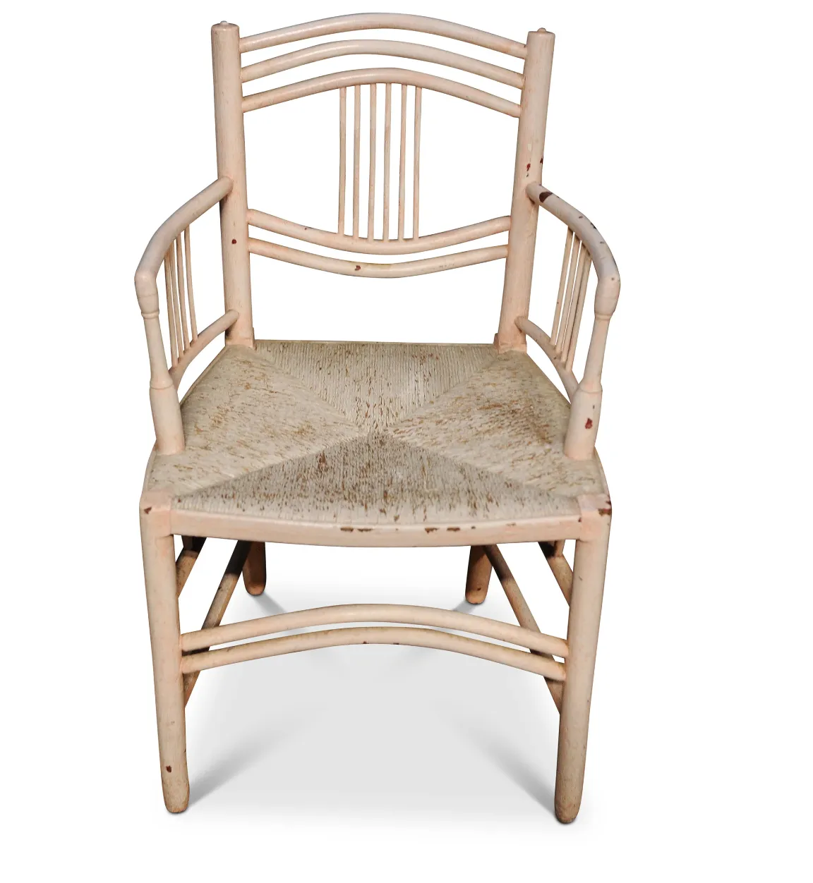 Arts And Crafts Painted Sussex Armchair With Rush Seat Heaps Of Charm And Patina 1900's Ol photo for sale