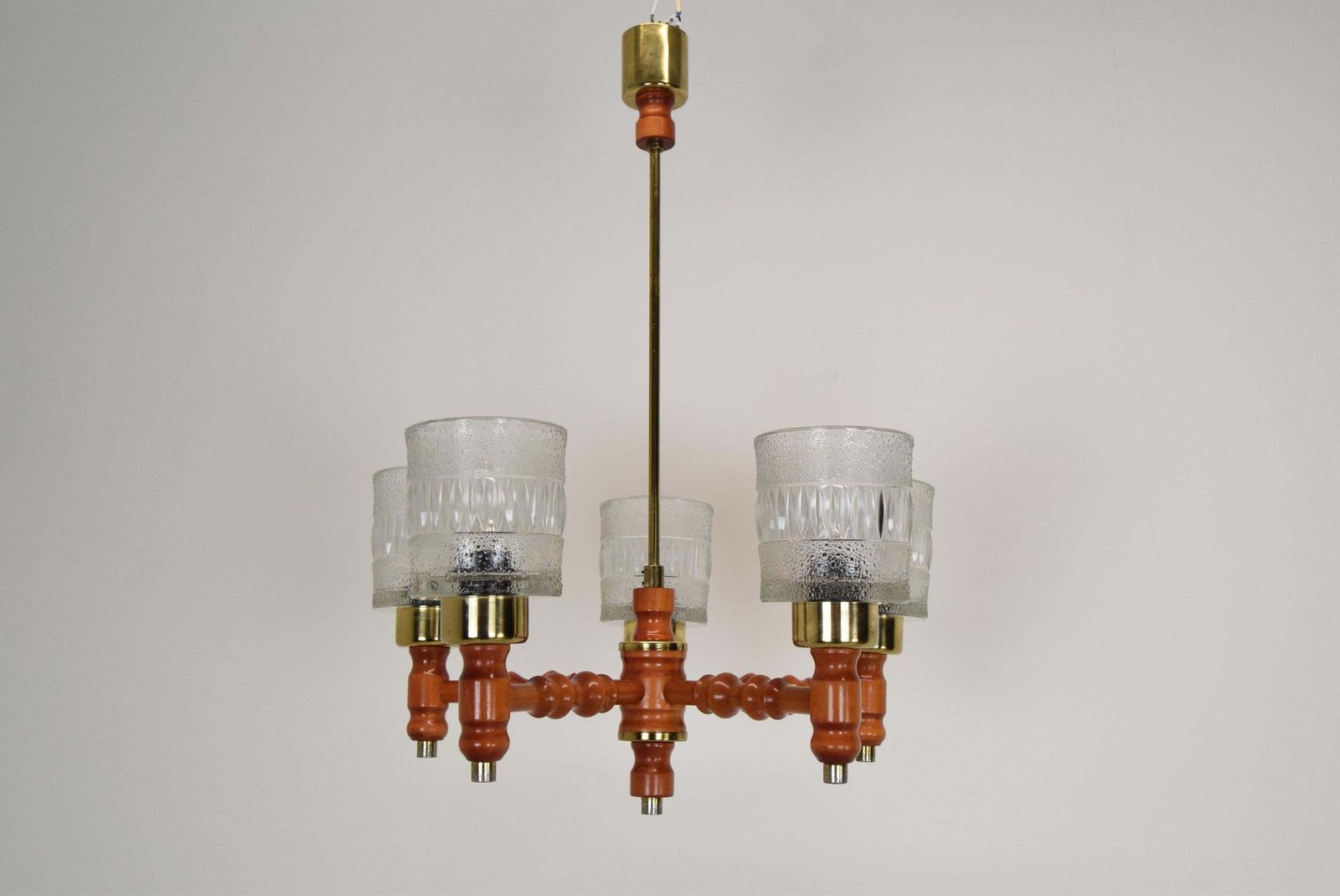 Mid Century Wood Chandelier By Instala Jilove U Decina,1960's. photo 556.0
