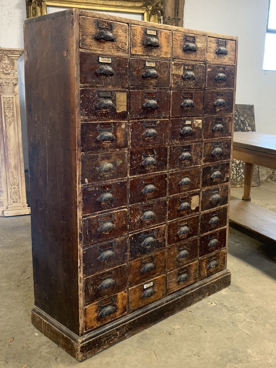 Large Bank Of 19th Century Wooden Drawers