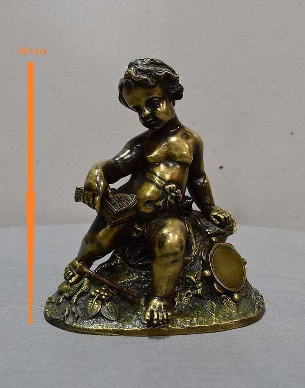 Bronze Child Musician   Late 19th Century photo Home Decor