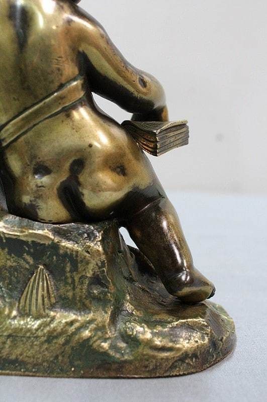 photo vinterior Bronze Child Musician   Late 19th Century