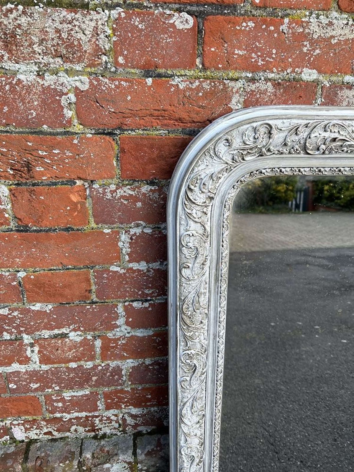 A Superb Large Antique French 19th C Arched Top Painted Mirror. photo furniture