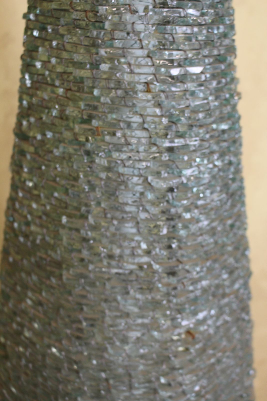 Amazing French 1970’s Wired Glass Floor Lamp 159cms photo furniture