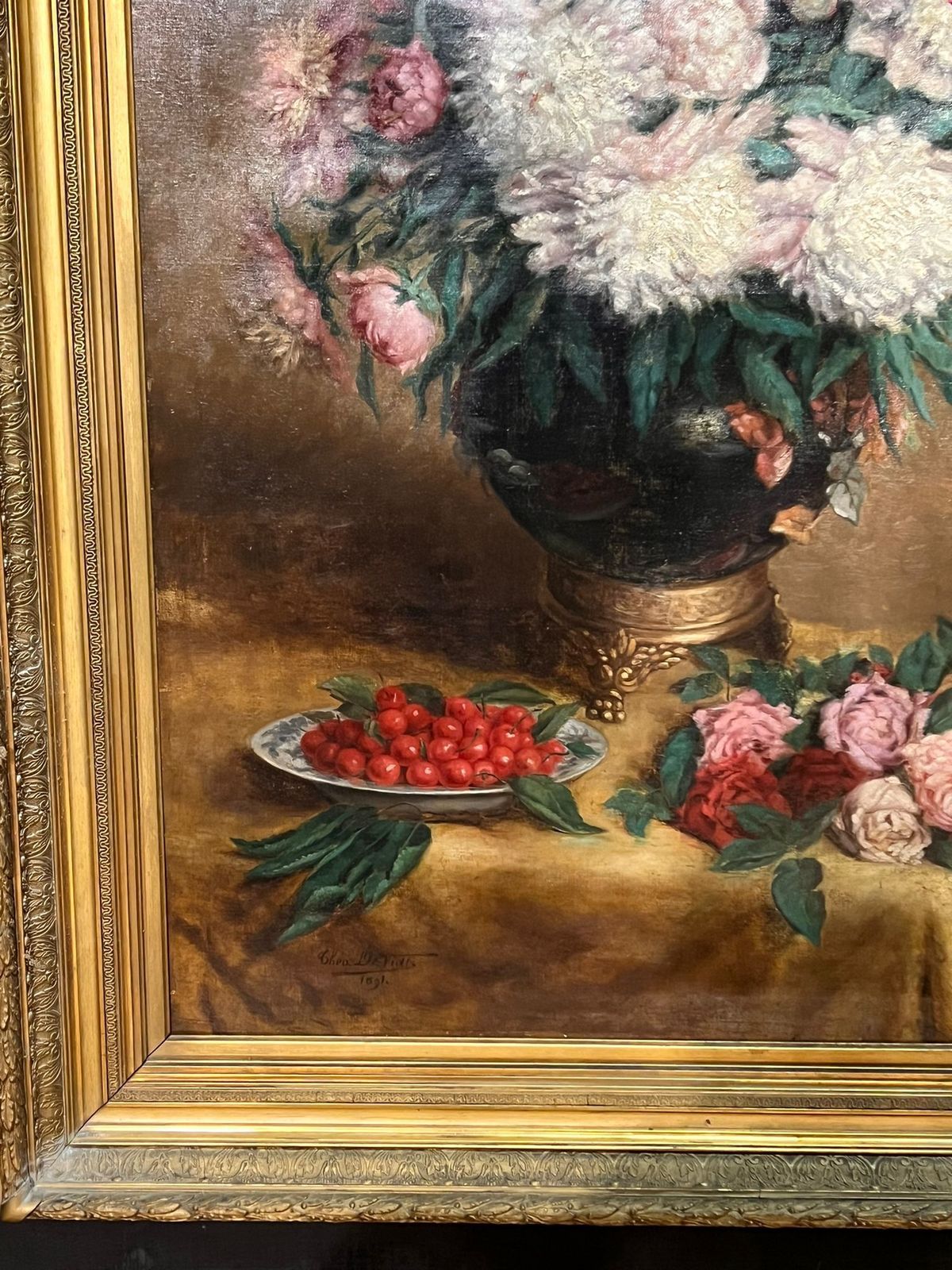 Beautiful Large 19th Century Oil Painting photo furniture