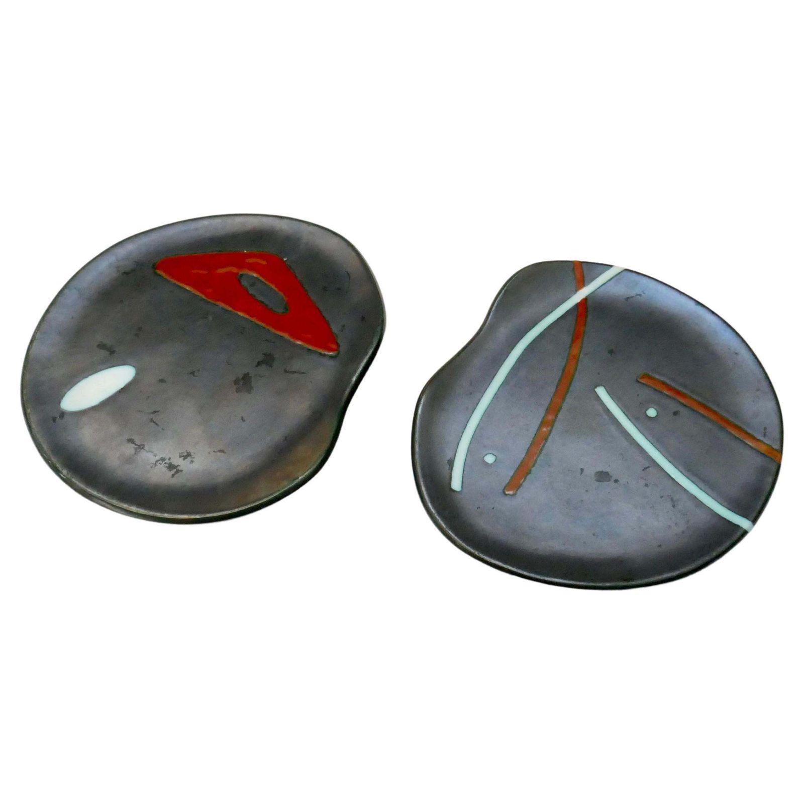 3600.0 Free Form Surrealist Black Ceramic Dishes/Plaques By Peter Orlando, France,1960s photo