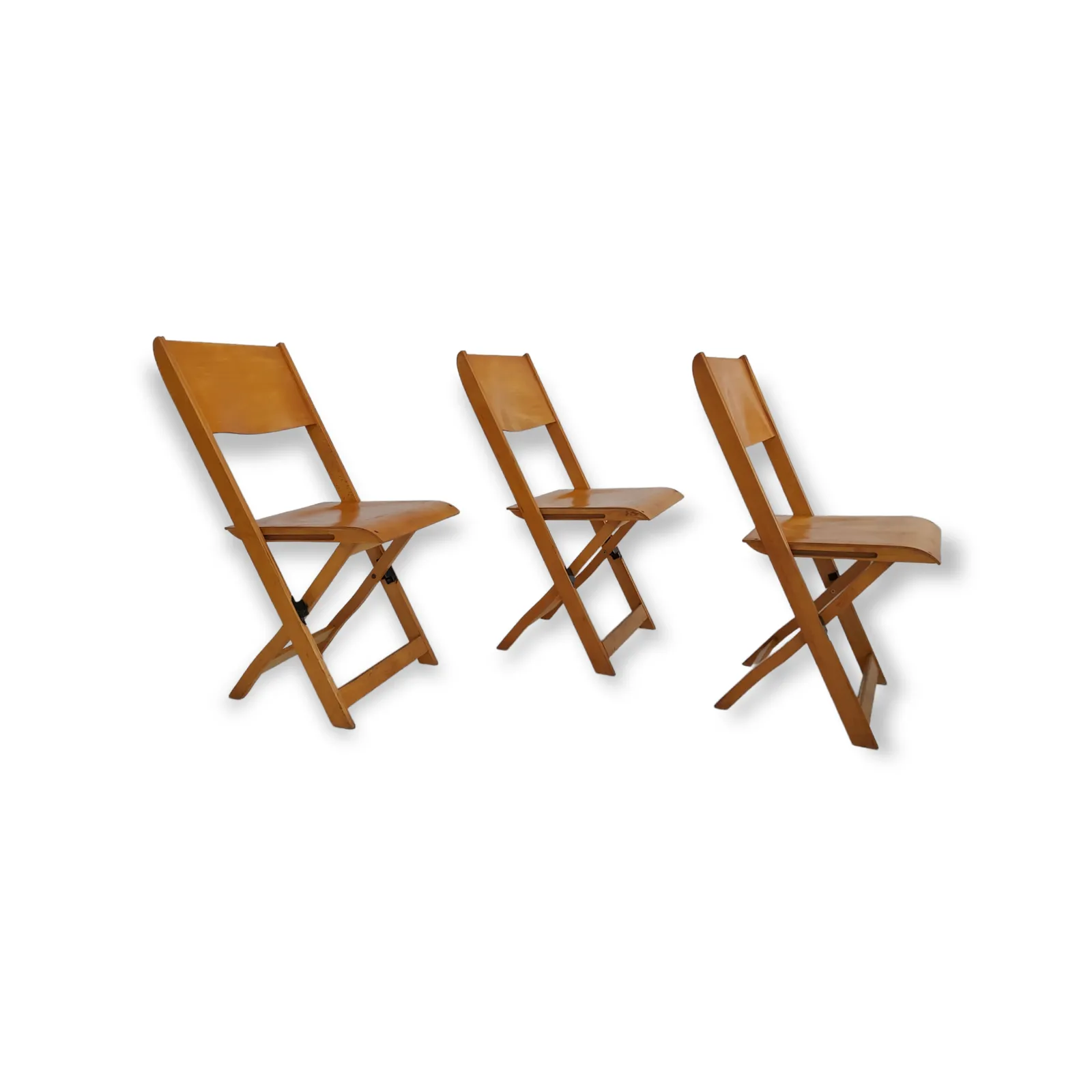 60s, Danish Design, Set Of 3 Pcs Folding Chairs, Plywood