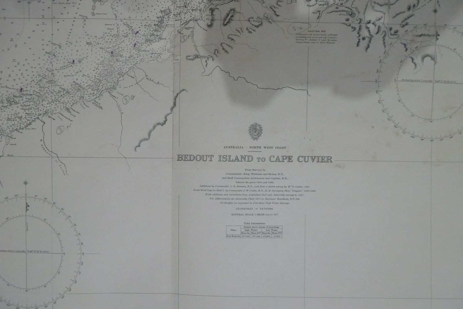 Nautical Chart Bedout Island To Cape Cuvier Australia Admiralty 1979 photo 63.0