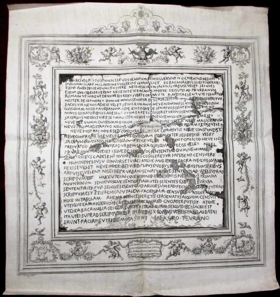 Senatus Consultum Antique Print Latin 17th C Inscription