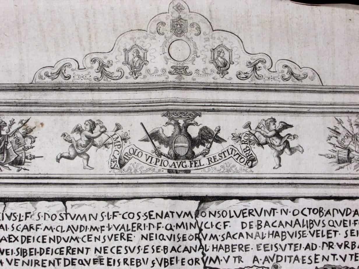 Senatus Consultum Antique Print Latin 17th C Inscription photo furniture