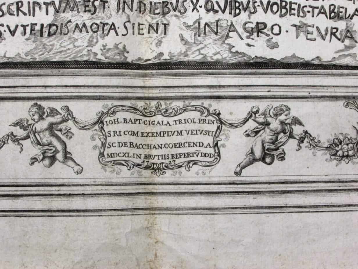 Senatus Consultum Antique Print Latin 17th C Inscription photo for sale