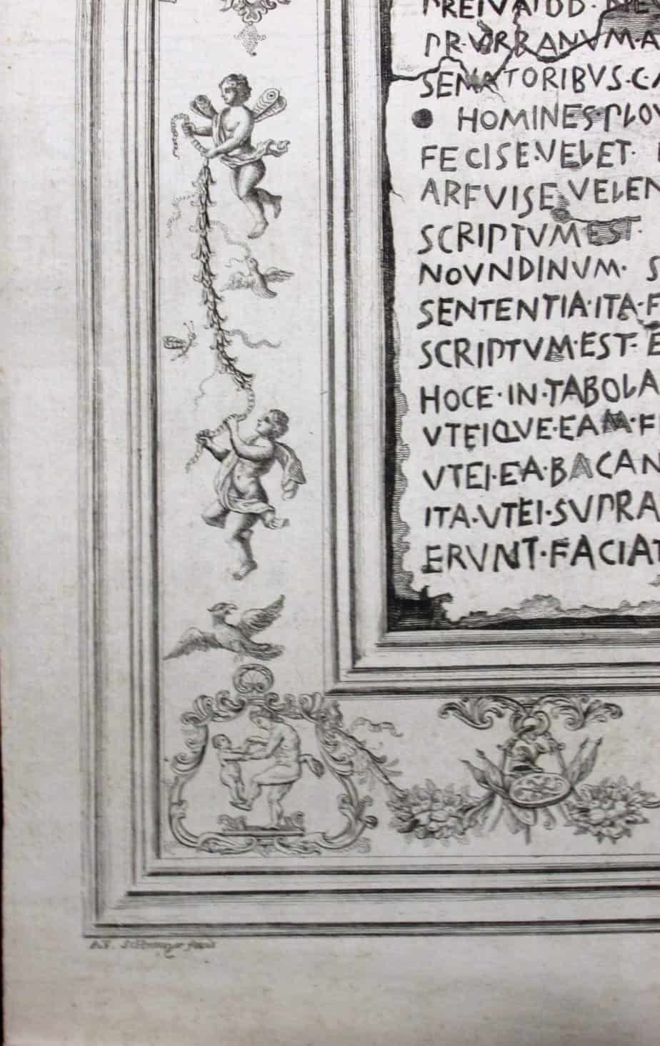 Senatus Consultum Antique Print Latin 17th C Inscription photo Art