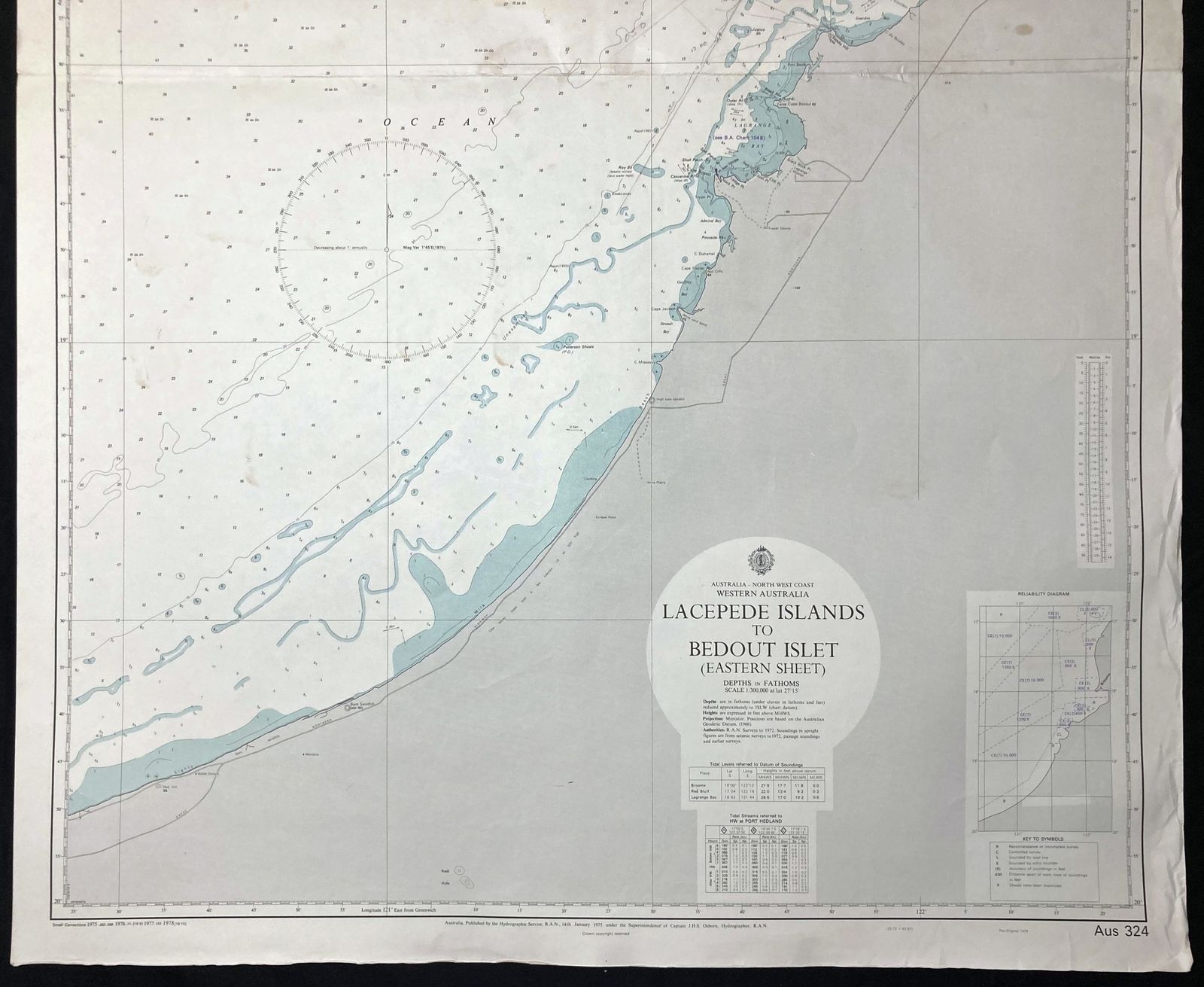 Nautical Chart Lacepede Islands To Bedout Islet Western Australia Aus 324 Ran 1978 photo for sale