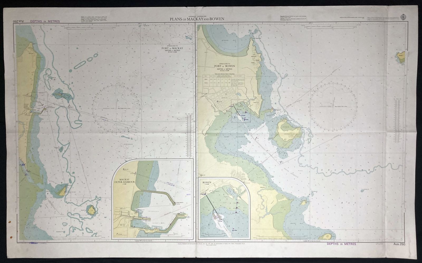 Nautical Chart Plains Of Mackay And Bowen Queensland Aus 250 Ran 1973