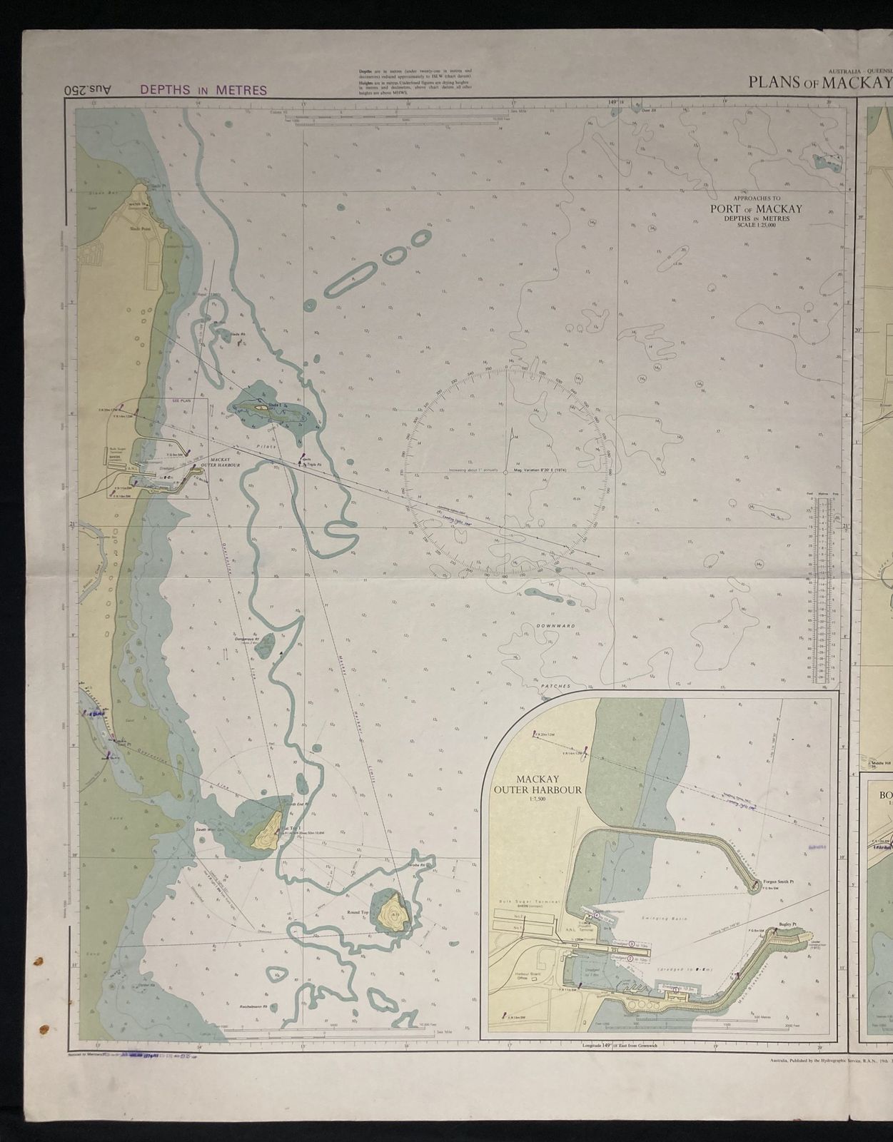 Nautical Chart Plains Of Mackay And Bowen Queensland Aus 250 Ran 1973 photo furniture