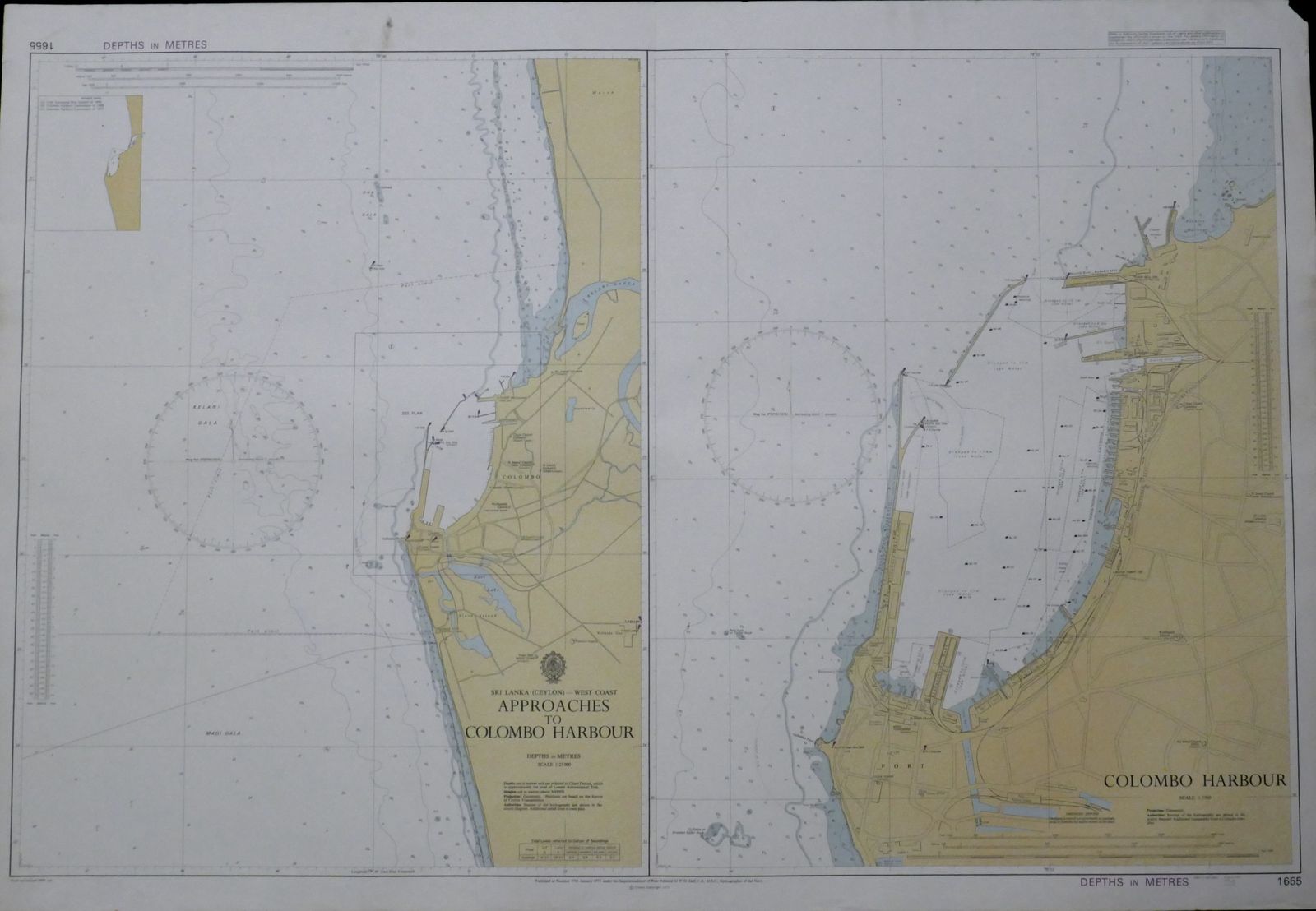 Nautical Chart Sri Lanka Colombo Harbor Admiralty 1975
