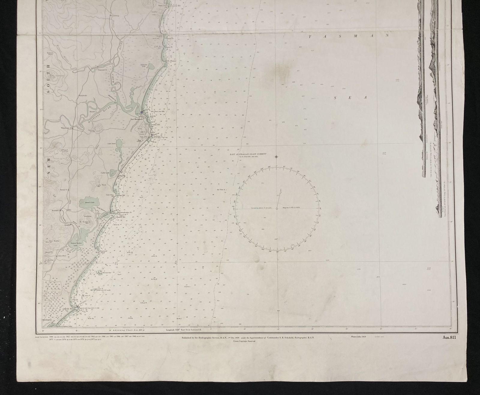 Nautical Chart Crowdy Head To Smoky Cape Australia East Coast 1978 photo for sale