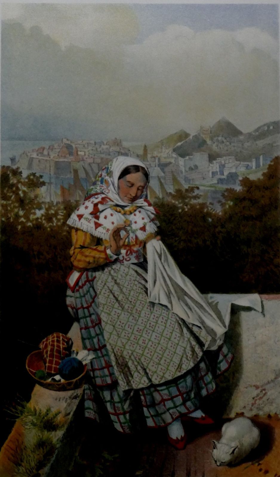 Frau Aus Ragusa Lithograph 1870 Traditional Costume Croatia