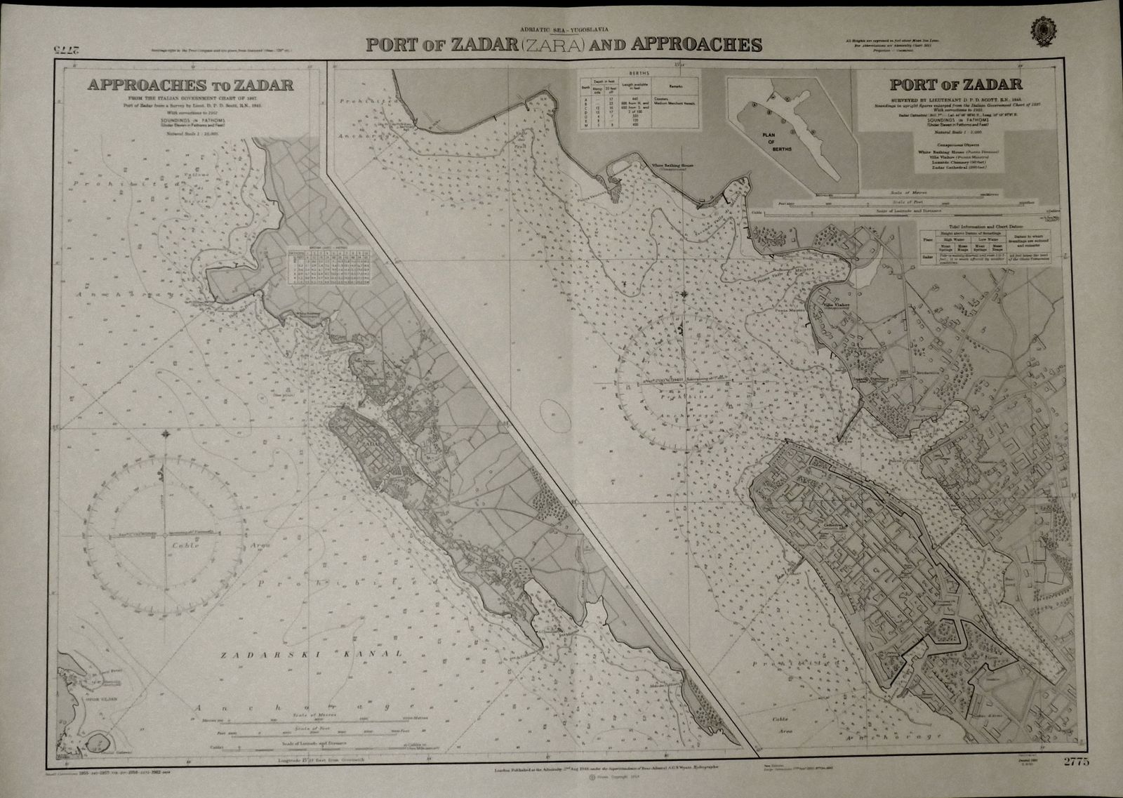 Nautical Chart Zadar Port Adriatic Sea Maritime Admiralty