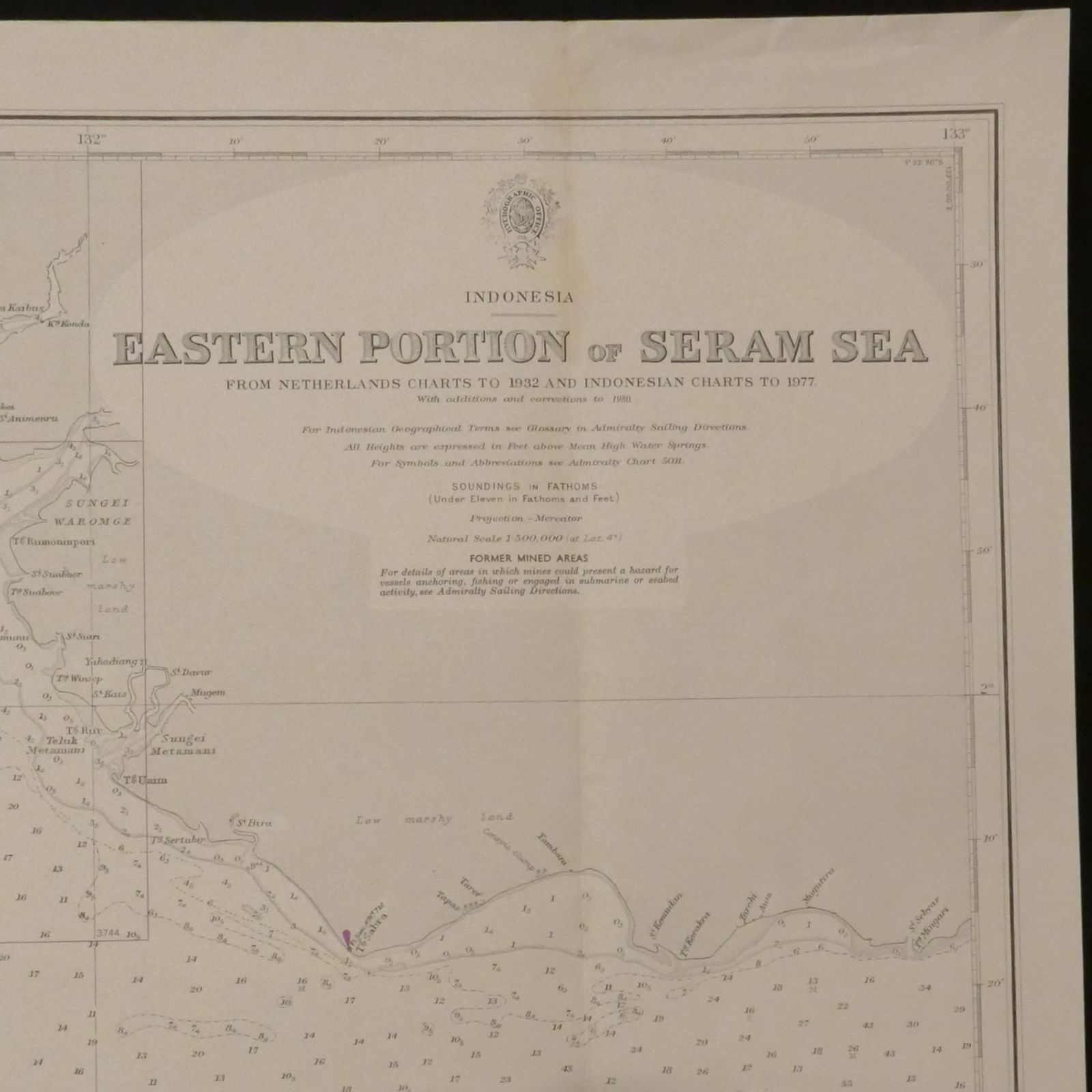 Nautical Chart Eastern Portion Of Seram Sea Indonesia Admiralty 1980 photo for sale