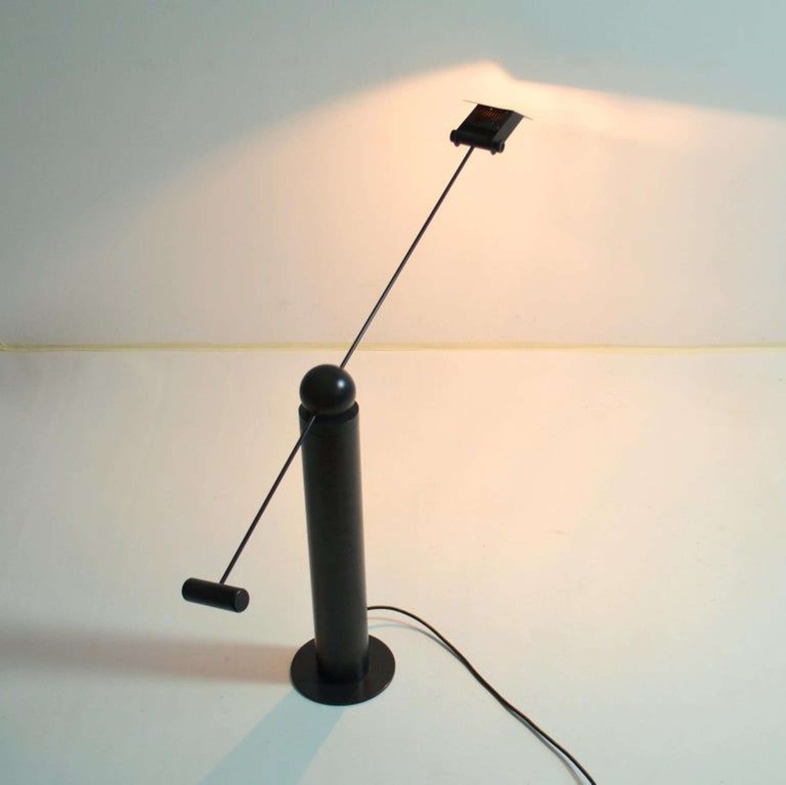 Lighting Minimalist Counterbalance Black Table Lamp Att. To Swiss Baltensweiter photo