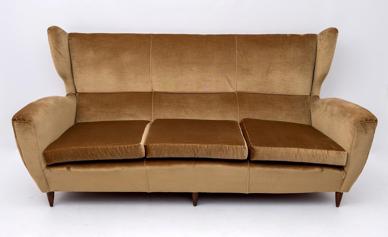 Gio Ponti Mid Century Modern Italian High Back Sofa, 1950s photo furniture