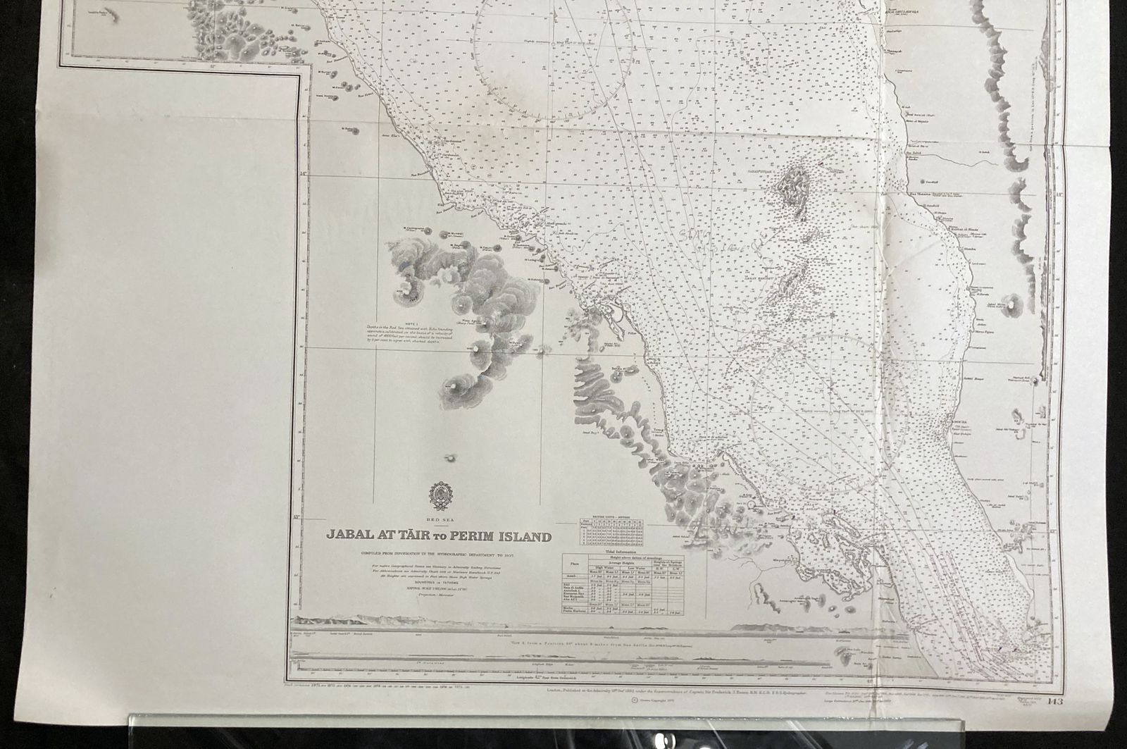 Nautical Chart Jabal At Tair Perim Islands Red Sea Admiralty Maritime 1970 photo for sale