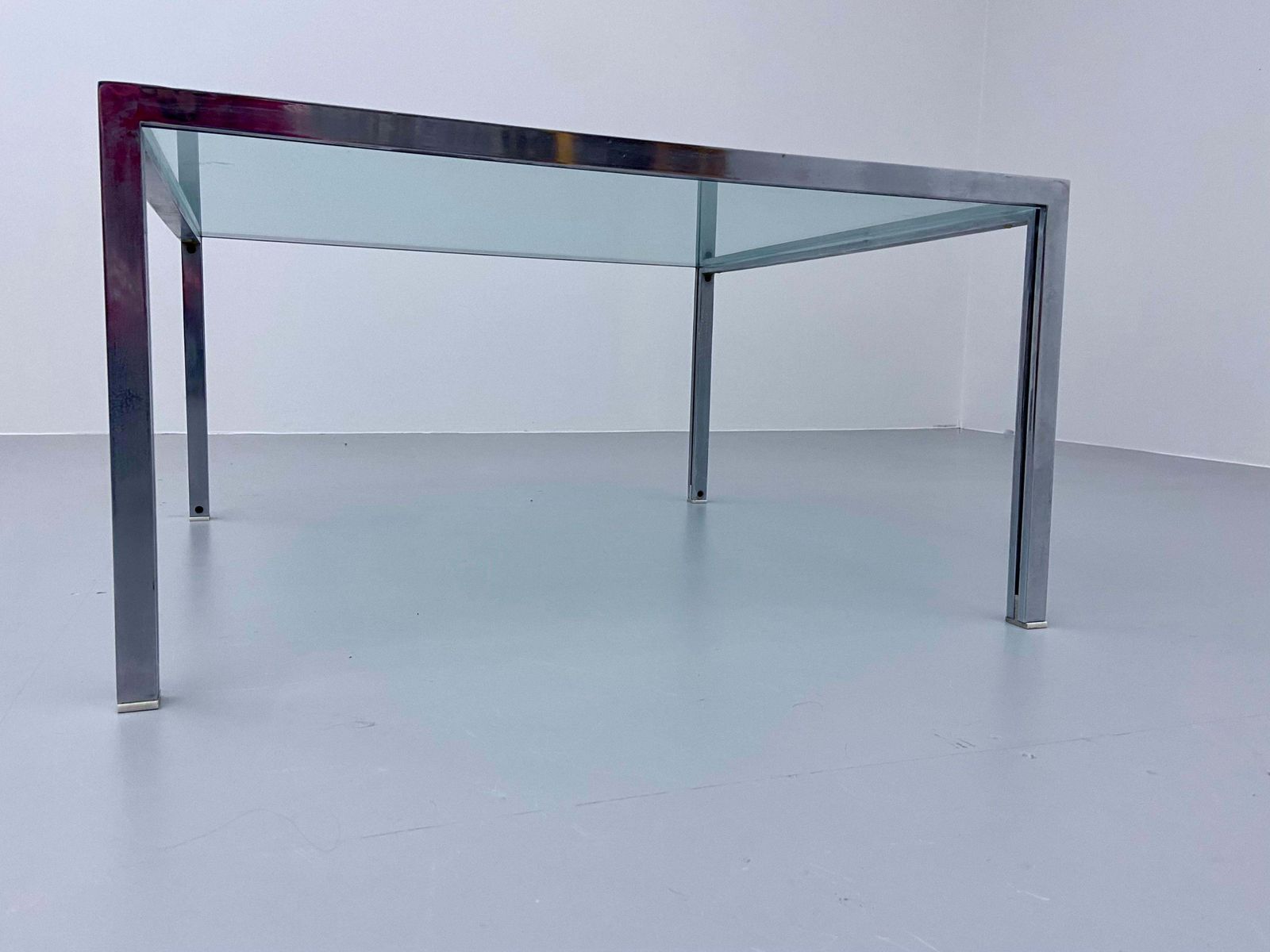 Ross Littel 'Luar' Coffee Table In Glass And Metal For Icf Padova Italy 1970's photo Furniture