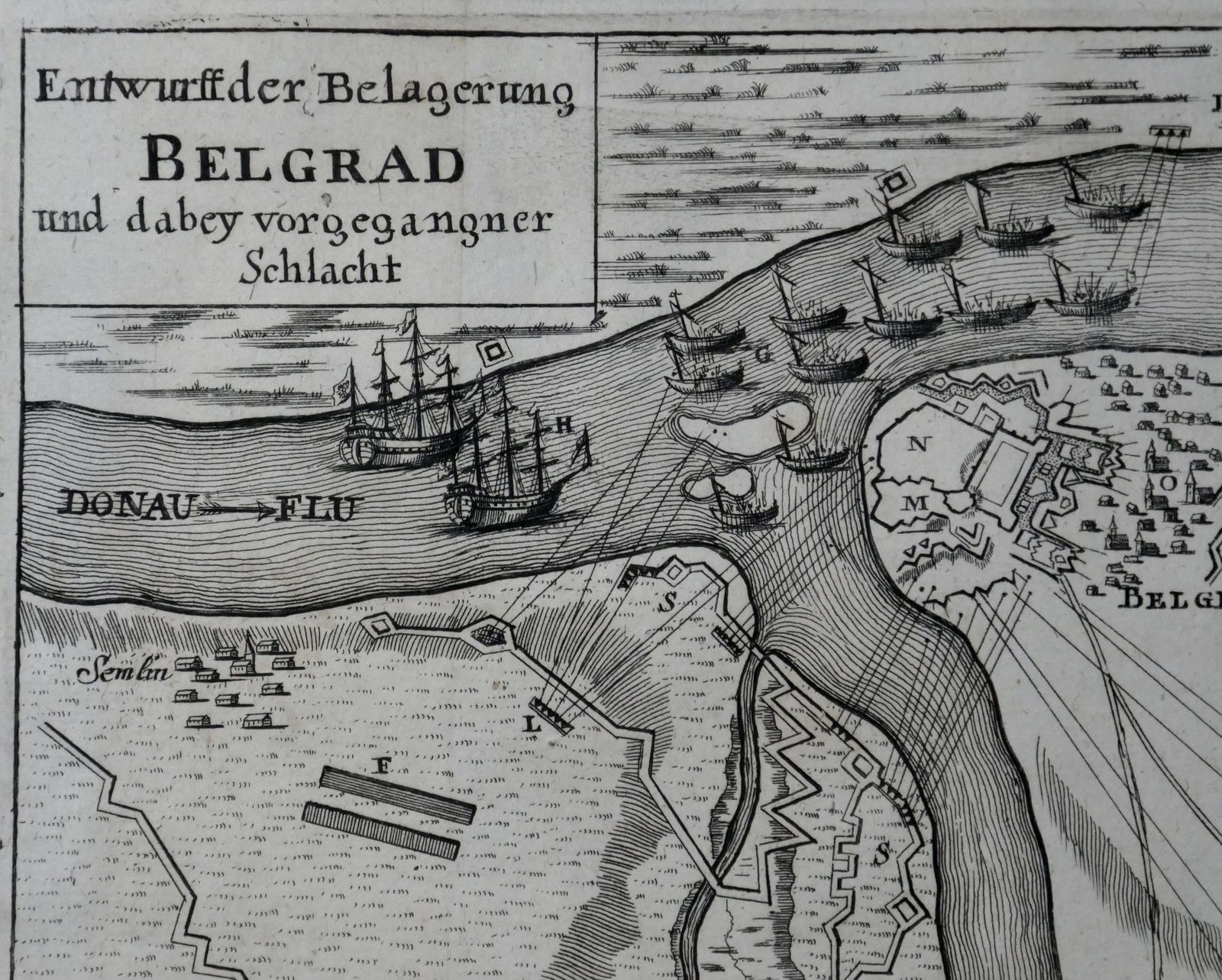 Siege Of Belgrade Fehr Engraving Entwurff Belgrad 1738 photo for sale