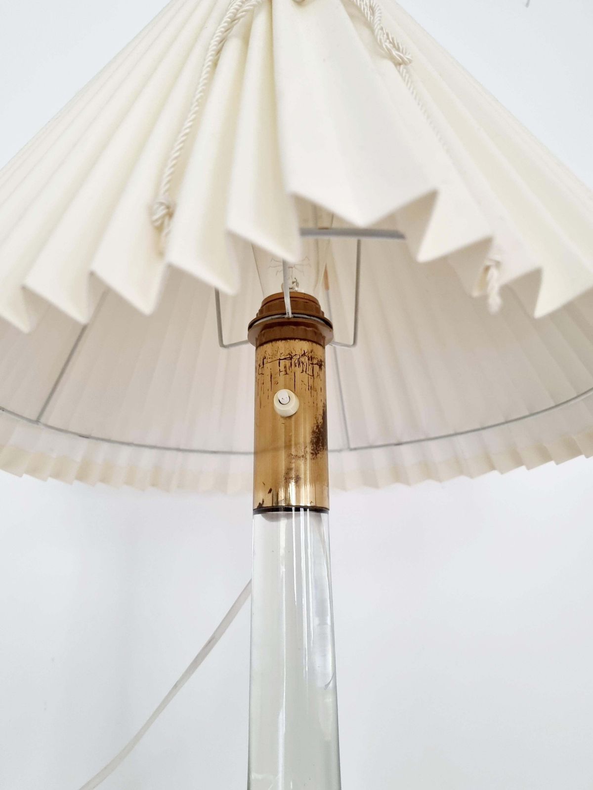 Table Lamp, Glass And Brass, Mid Century Modern / Scandinavian, Orno Oy Finland photo for sale